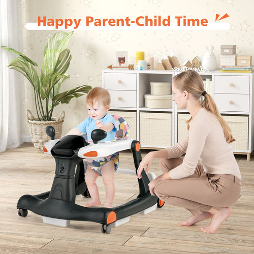 2-In-1 Foldable Baby Walker with Adjustable Height and Speed