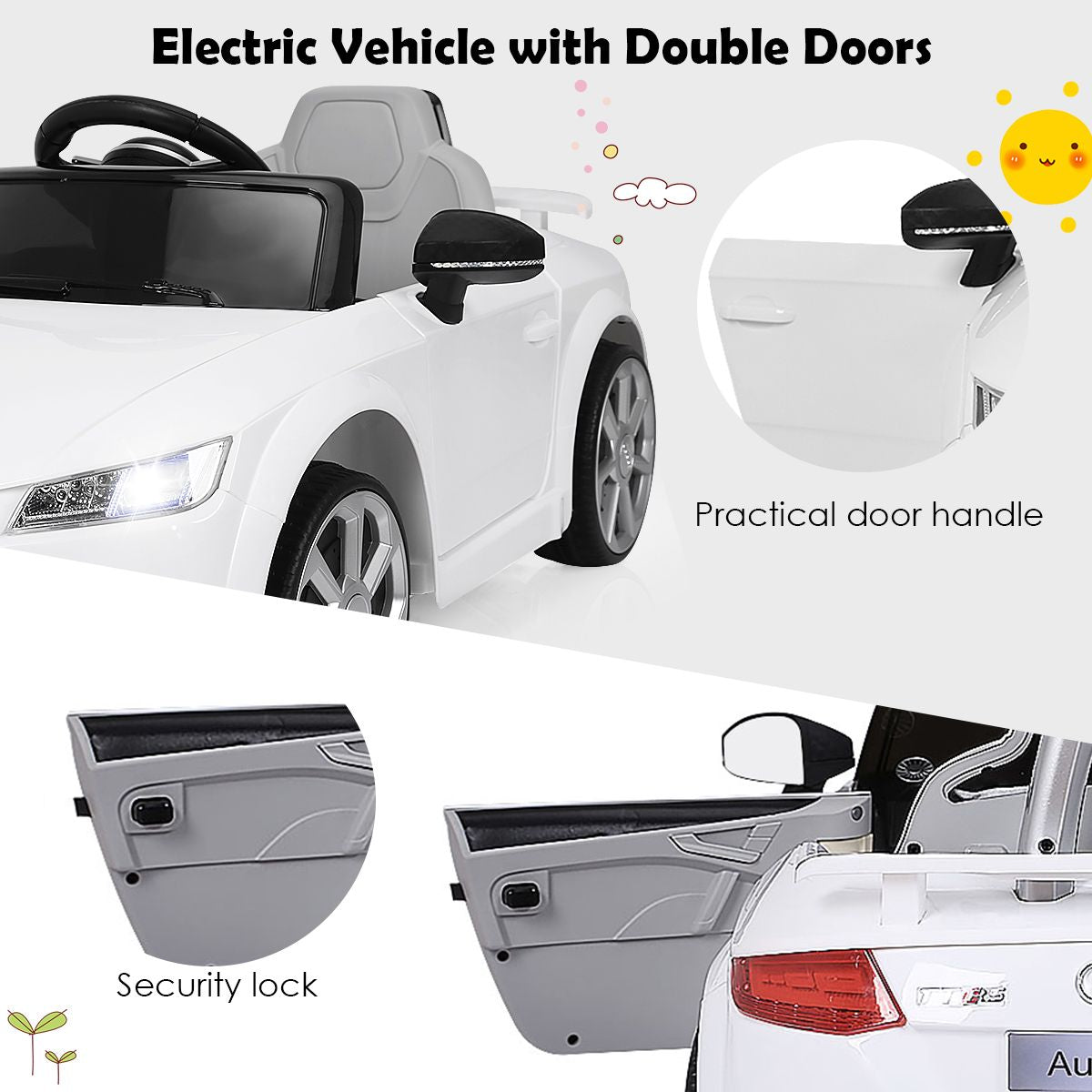 Licensed Audi TTRS 12V Battery-Powered Vehicle with 2 Motors MP3 Music