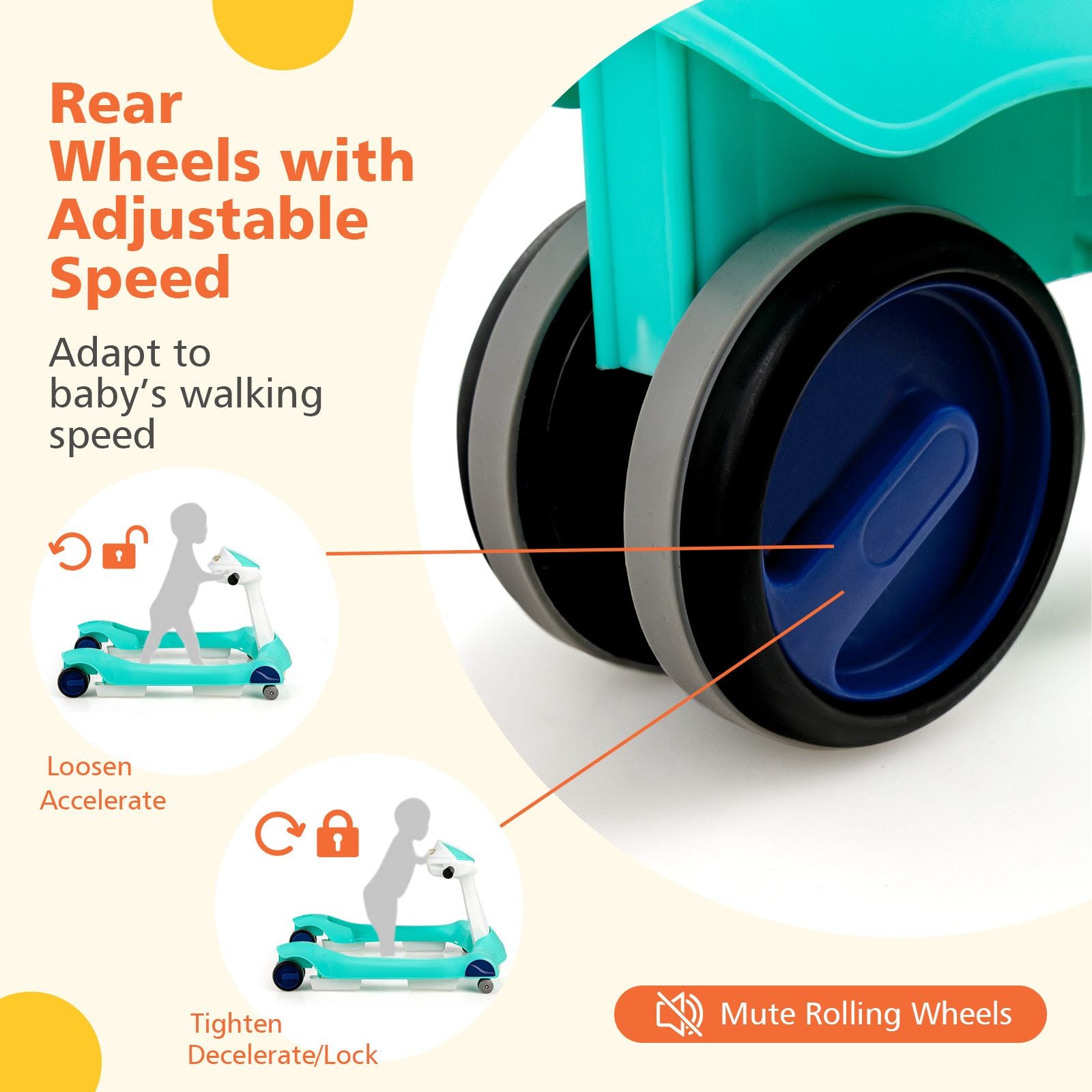 2-In-1 Foldable Baby Walker with Adjustable Height and Speed