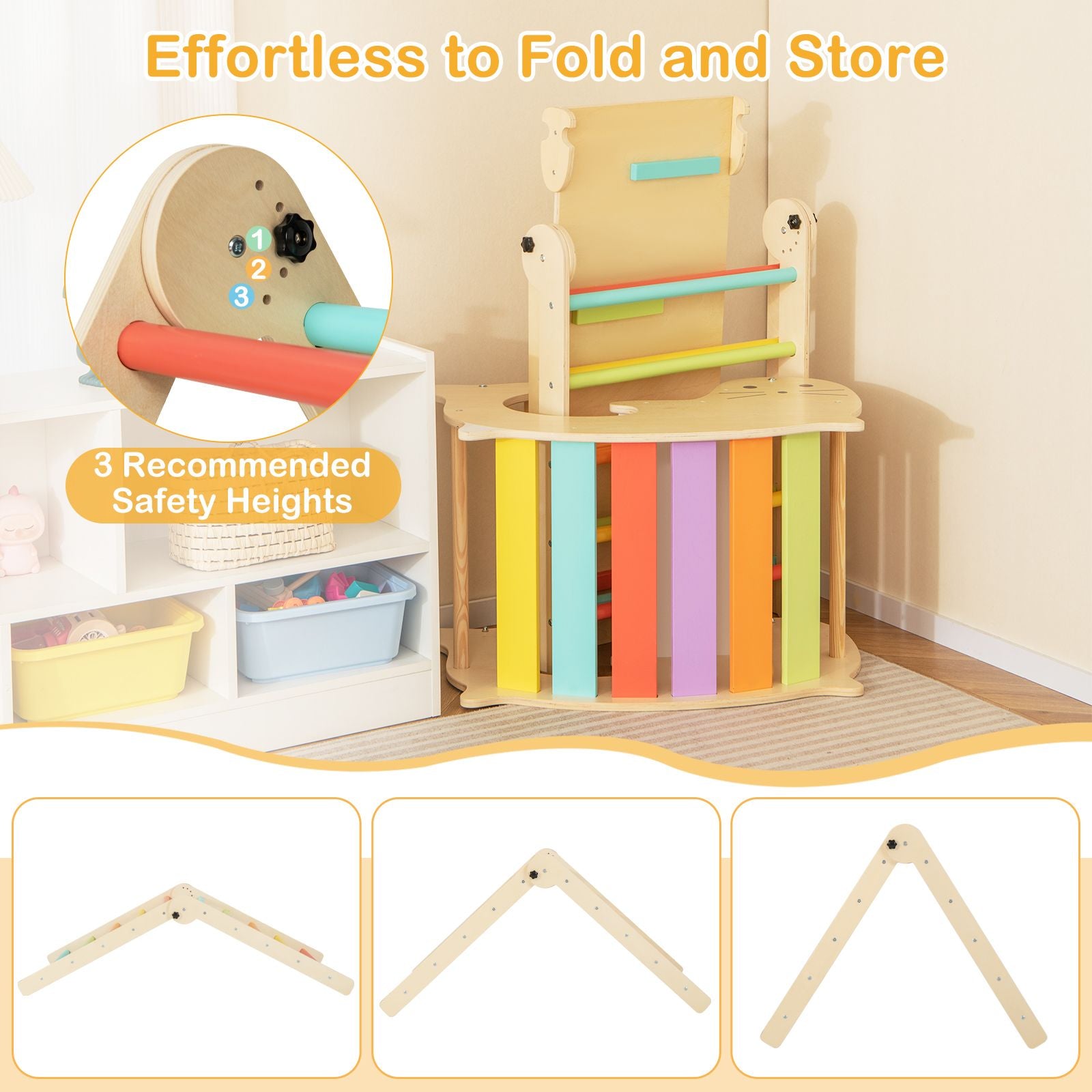 7-In-1 Indoor Wooden Foldable Climbing Toys for Toddlers