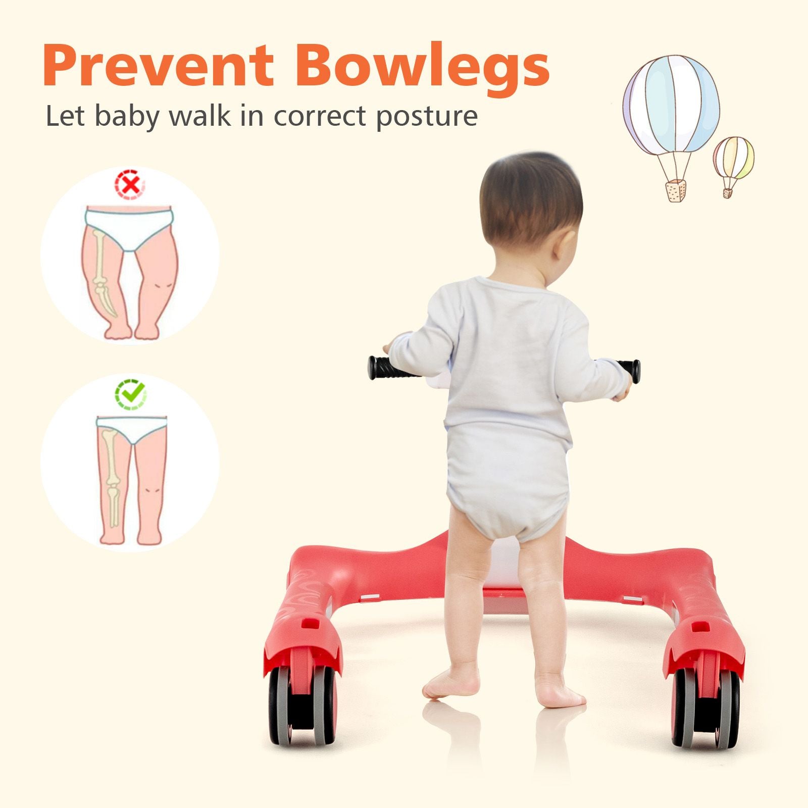 2-In-1 Foldable Baby Walker with Adjustable Height and Speed