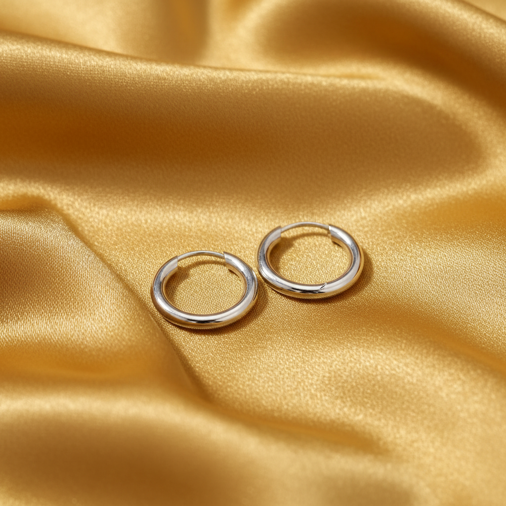 Sterling Silver 15mm Sleeper Hoop Earrings