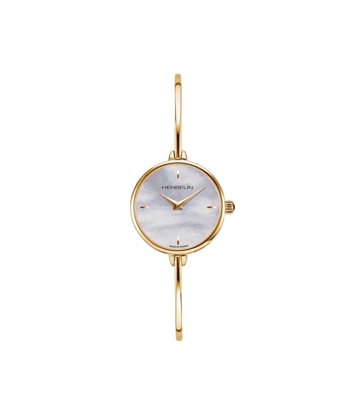 Ladies Gold Plated Herbelin Fil Mother of Pearl bangle watch 17206BP19