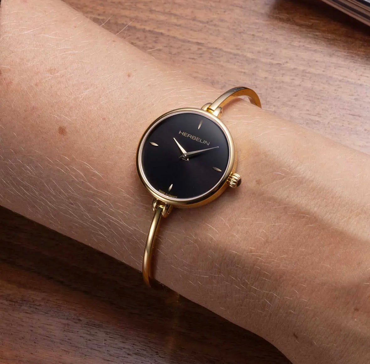 Ladies Herbelin Fil Gold Plated Bangle Watch 1720BP14