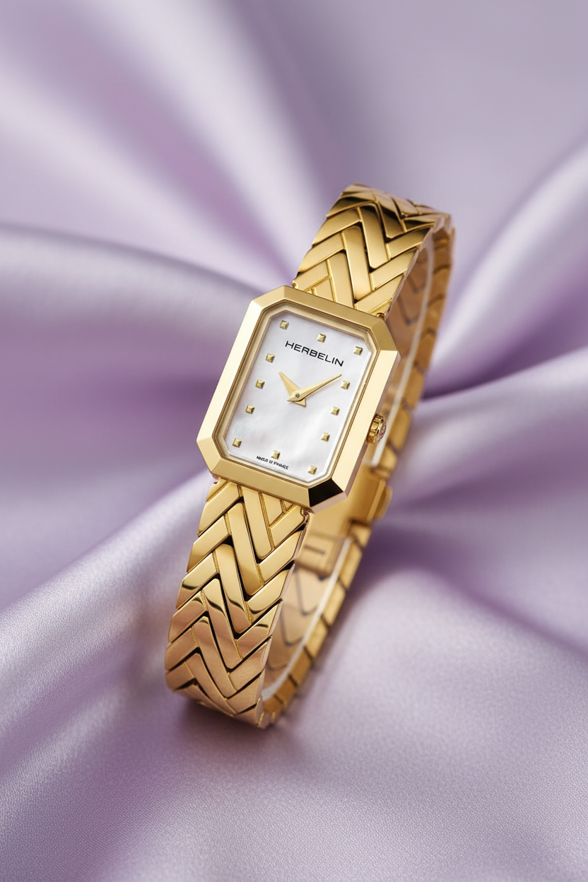 Herbelin Ladies Gold Tone Mother Of Pearl Bracelet Watch 17446B19 Herbelin 
