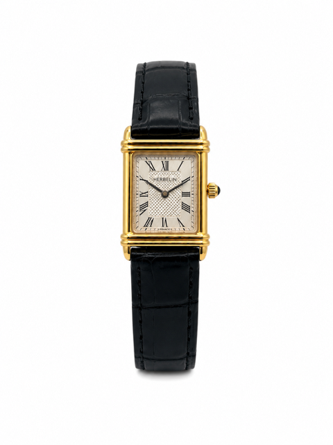 Ladies Gold Plated Herbelin Art Deco Leather Strap 1747BP08