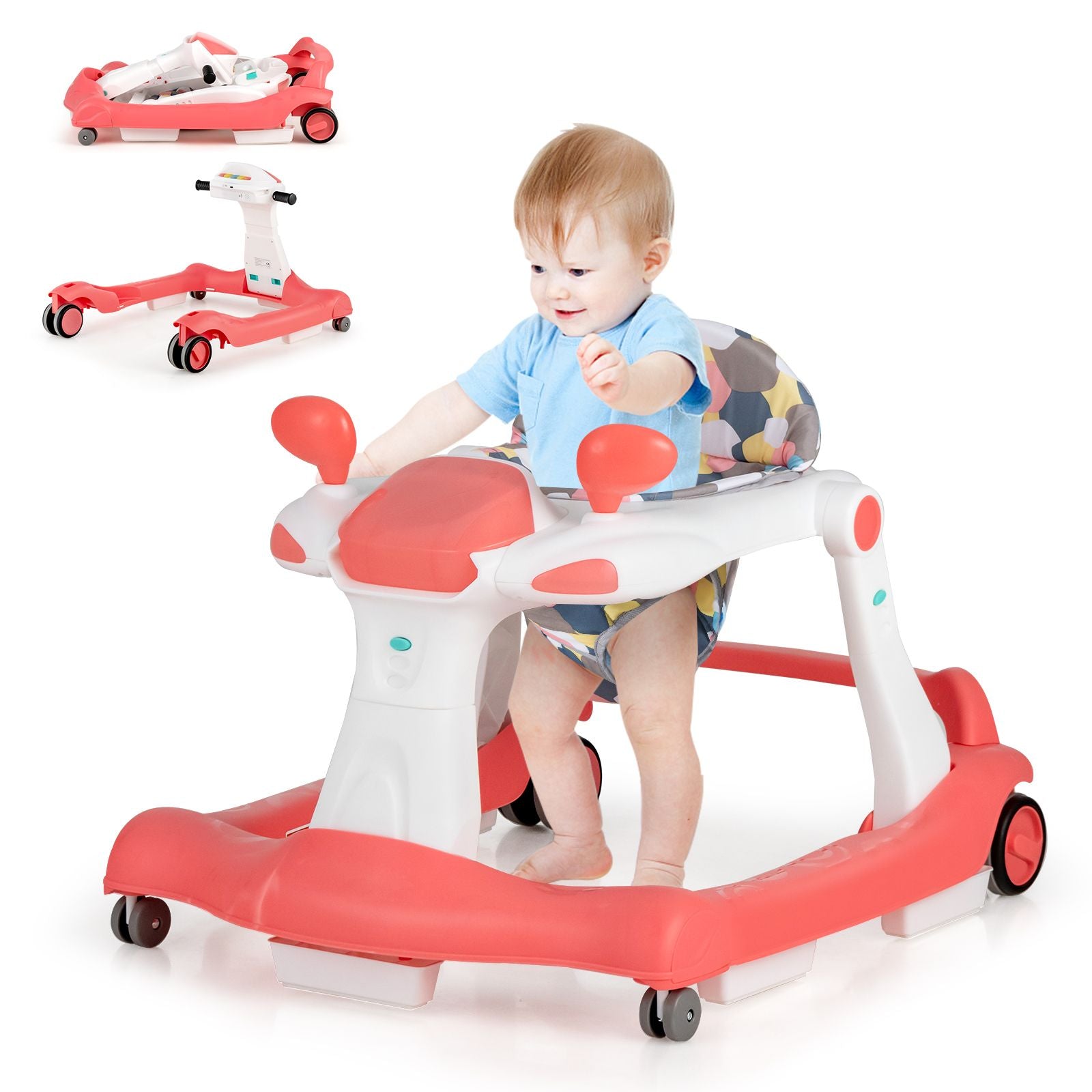 2-In-1 Foldable Baby Walker with Adjustable Height and Speed