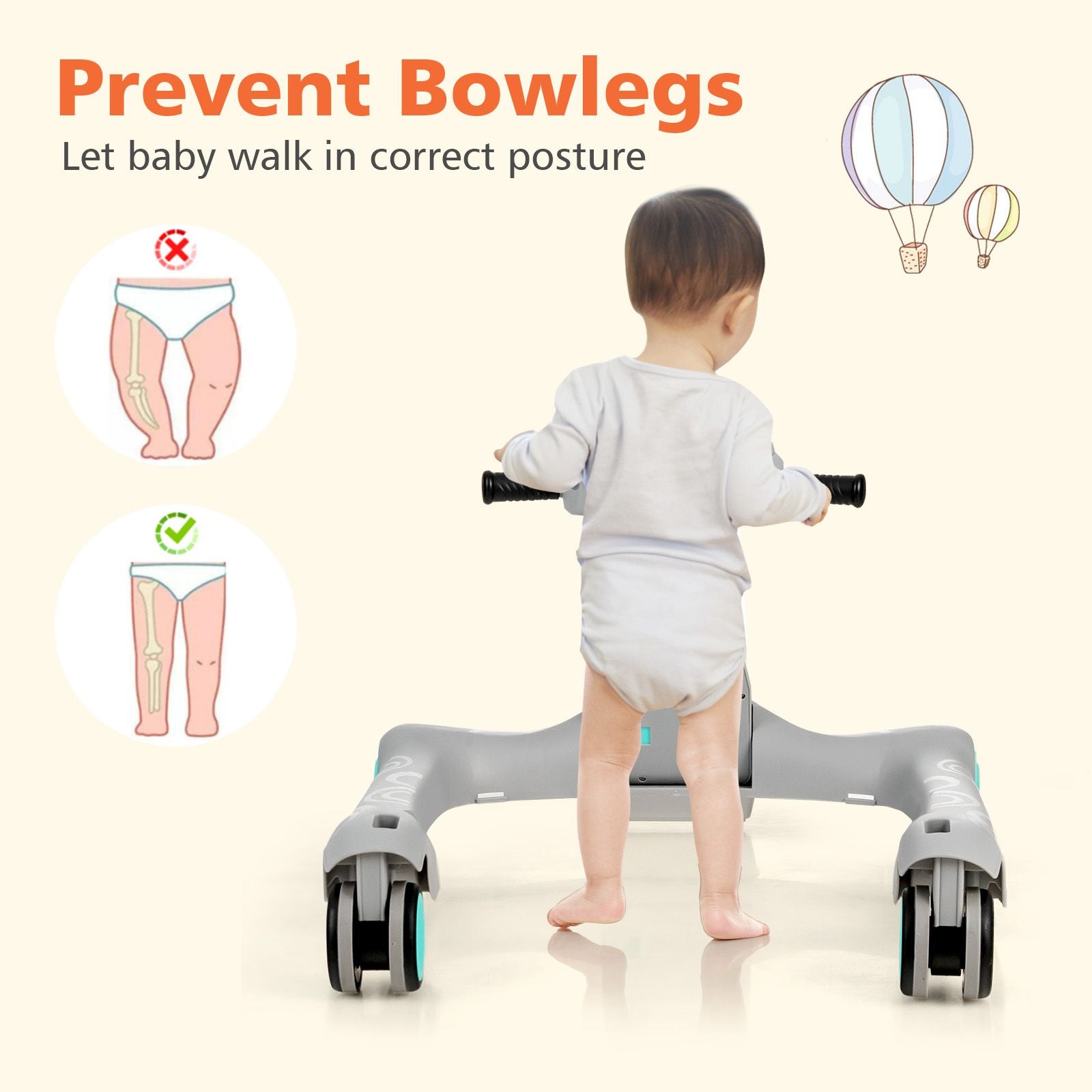 2-In-1 Foldable Baby Walker with Adjustable Height and Speed