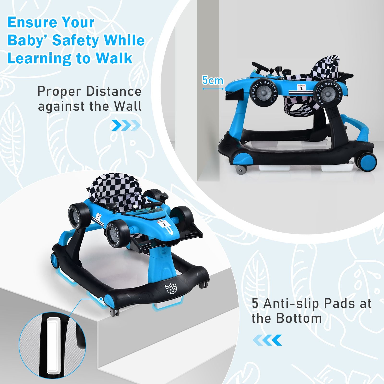 4-In-1 Baby Push Walker with Adjustable Height and Speed