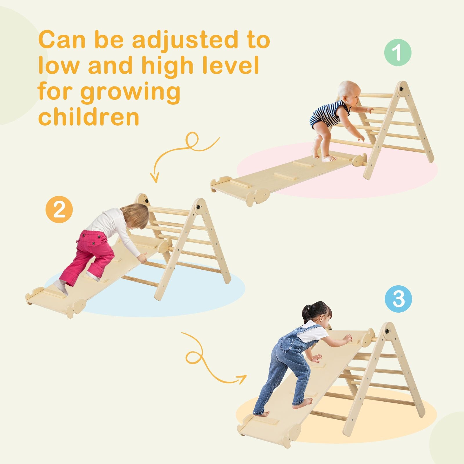 7-In-1 Indoor Wooden Foldable Climbing Toys for Toddlers