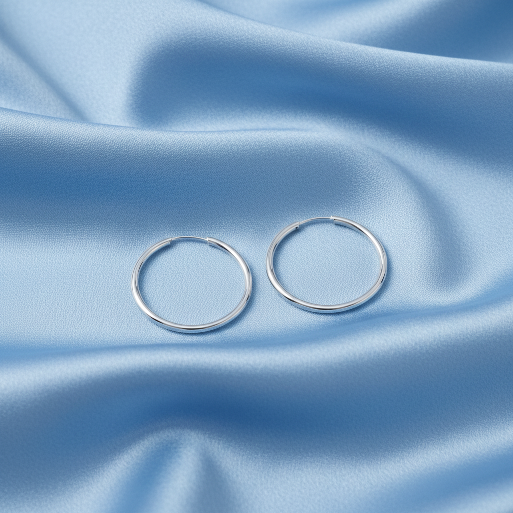 Sterling Silver 25mm Sleeper Hoop Earrings