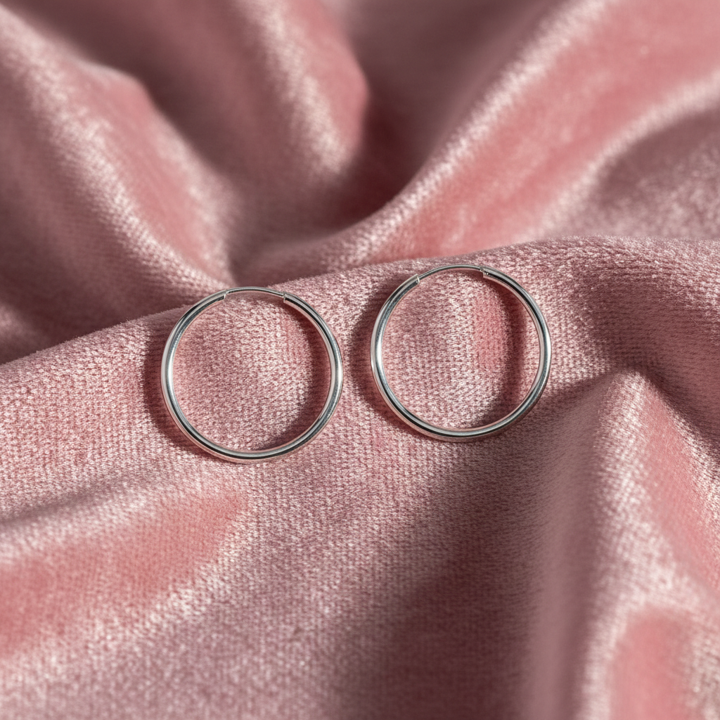 Sterling Silver 25mm Sleeper Hoop Earrings