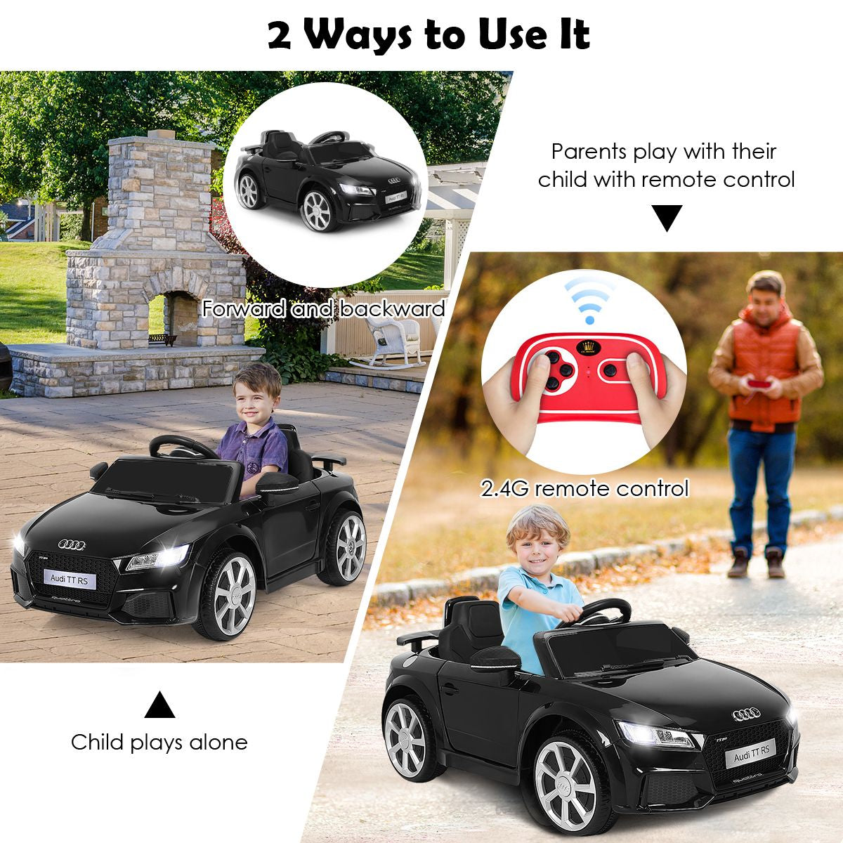 Licensed Audi TTRS 12V Battery-Powered Vehicle with 2 Motors MP3 Music