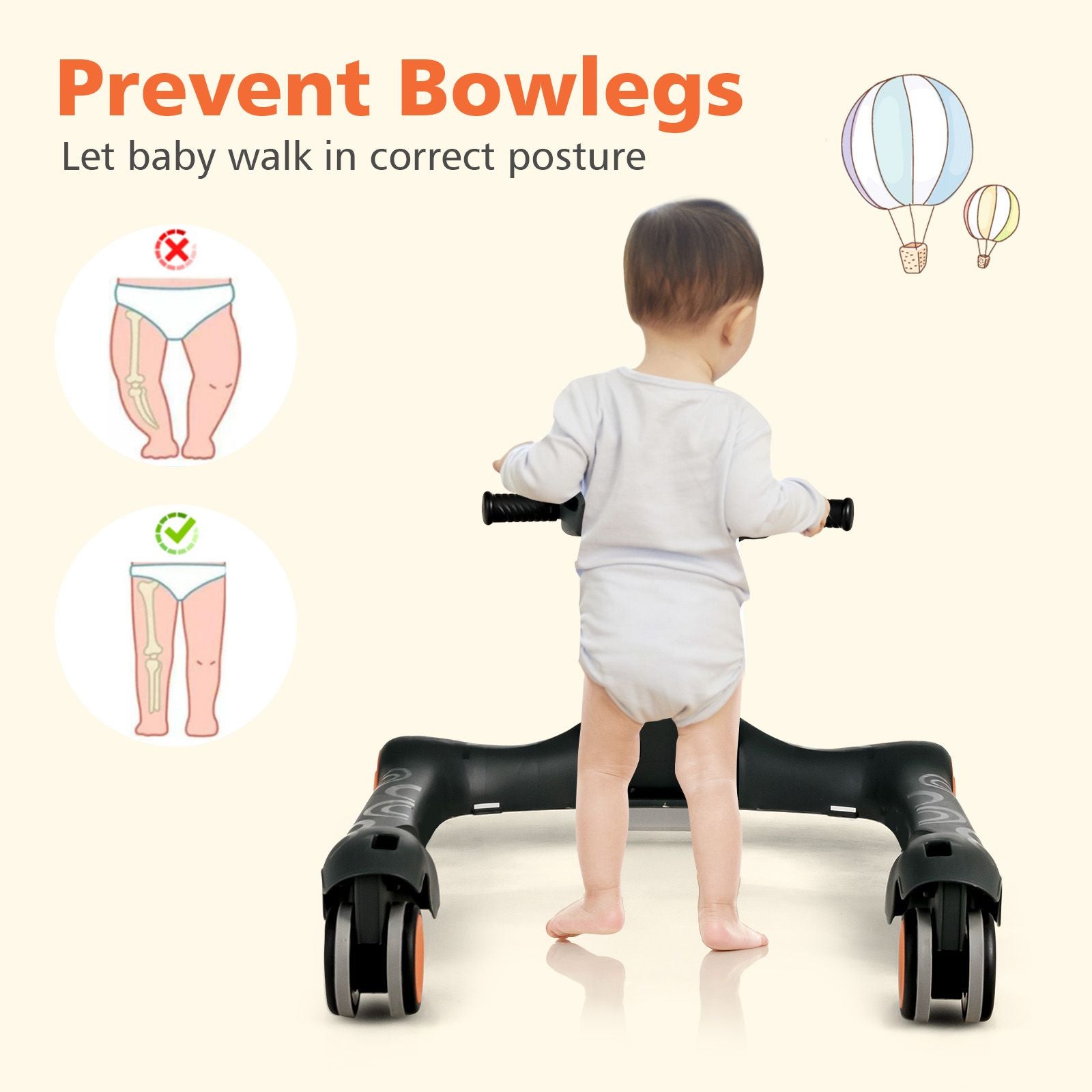2-In-1 Foldable Baby Walker with Adjustable Height and Speed