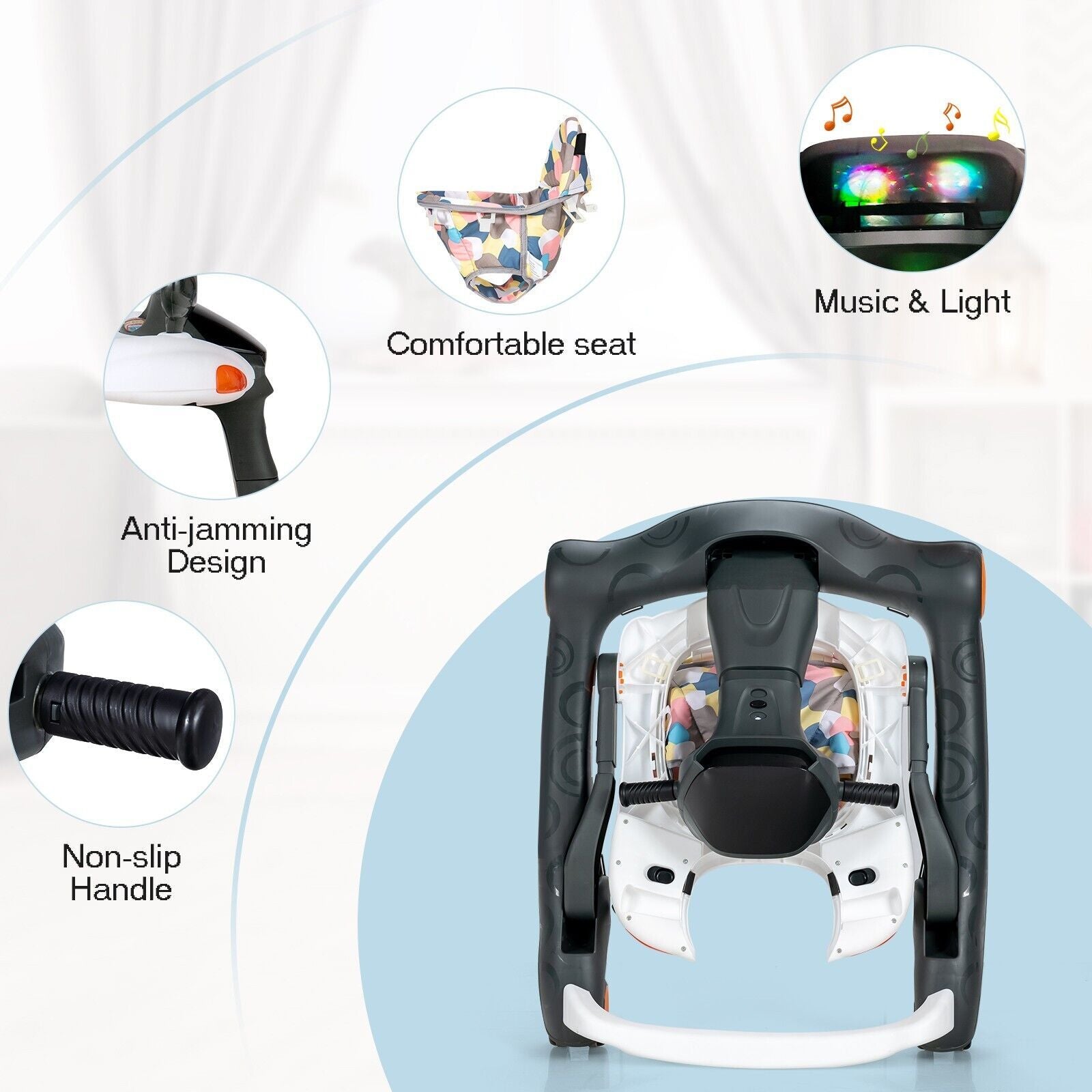 2-In-1 Foldable Baby Walker with Adjustable Height and Speed