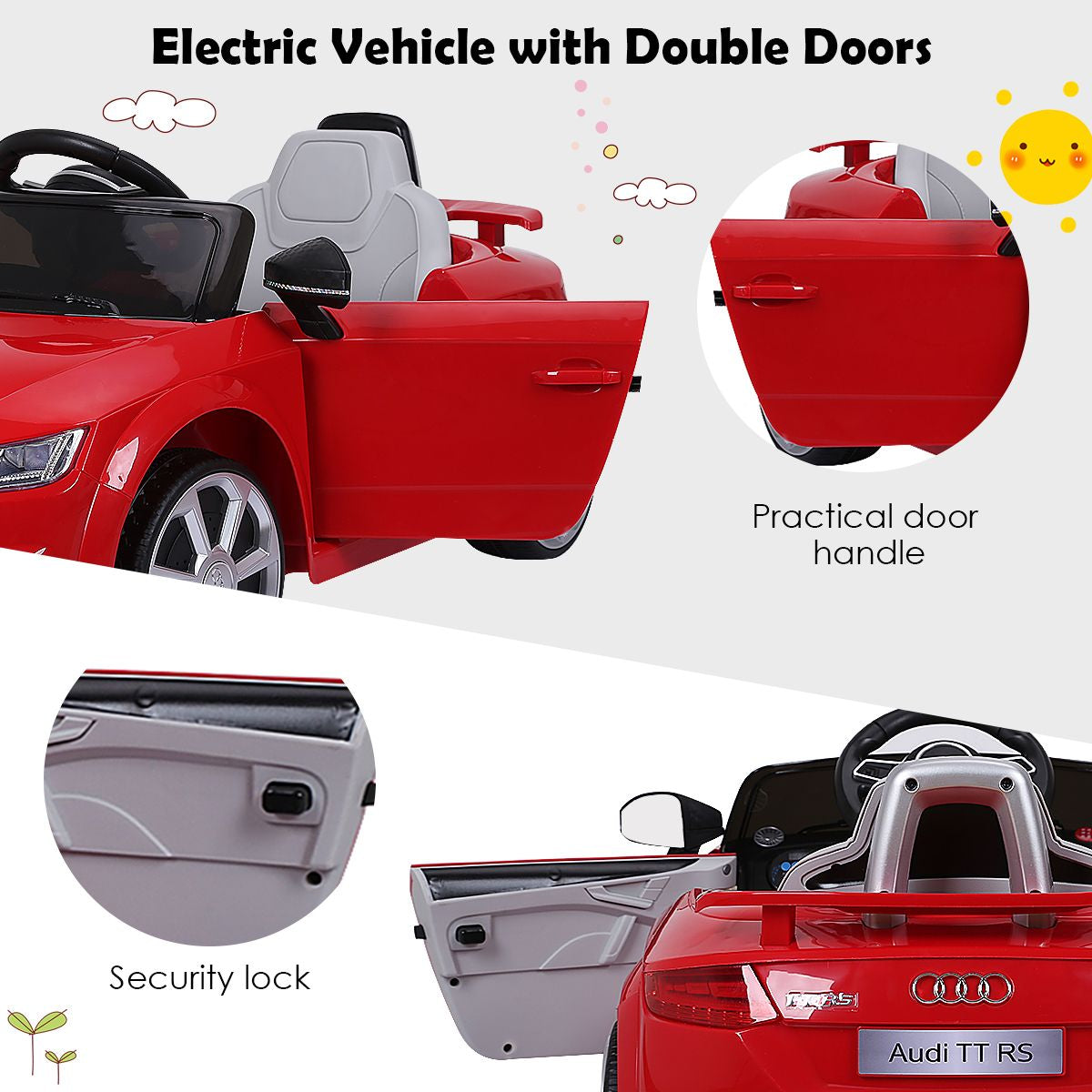 Licensed Audi TTRS 12V Battery-Powered Vehicle with 2 Motors MP3 Music