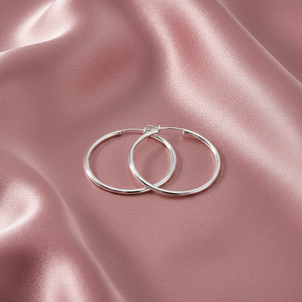 Sterling Silver 30mm Sleeper Hoop Earrings