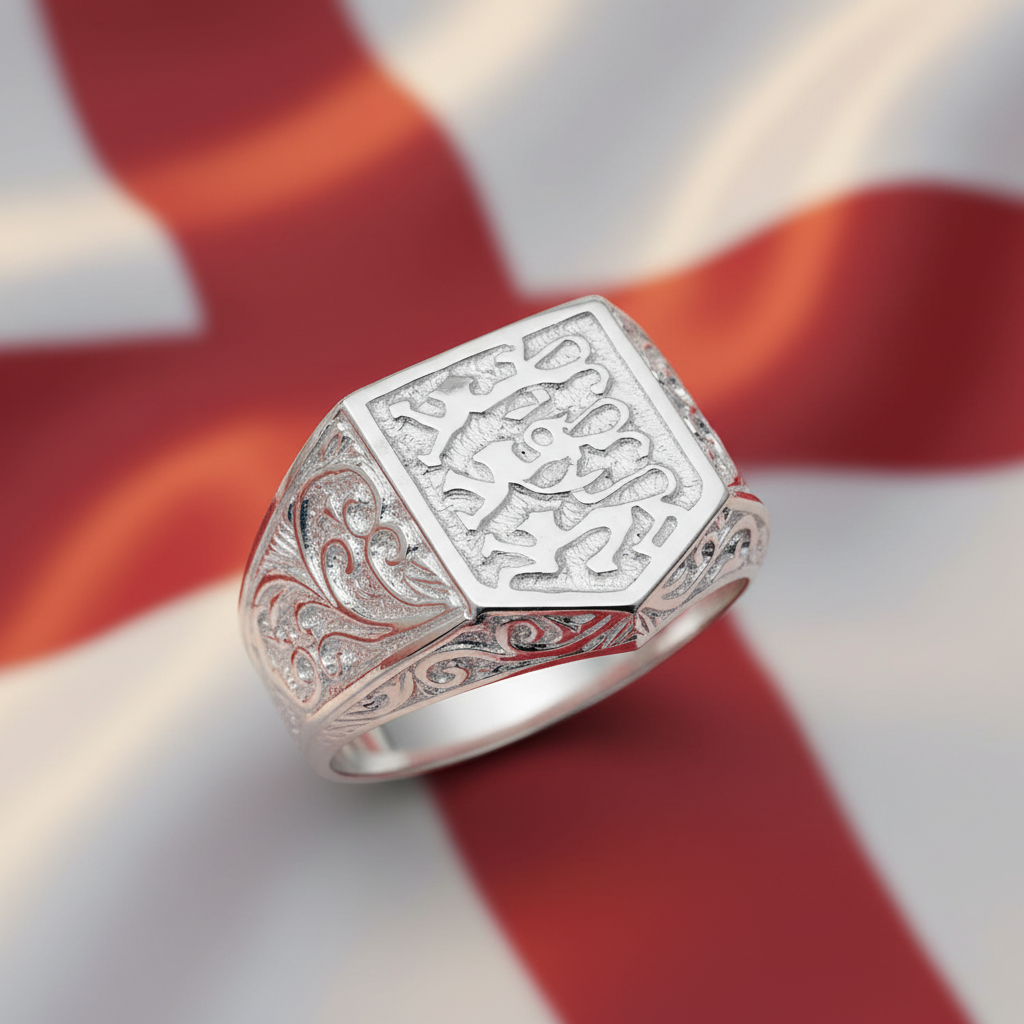Sterling Silver Men's Three Lions Ring