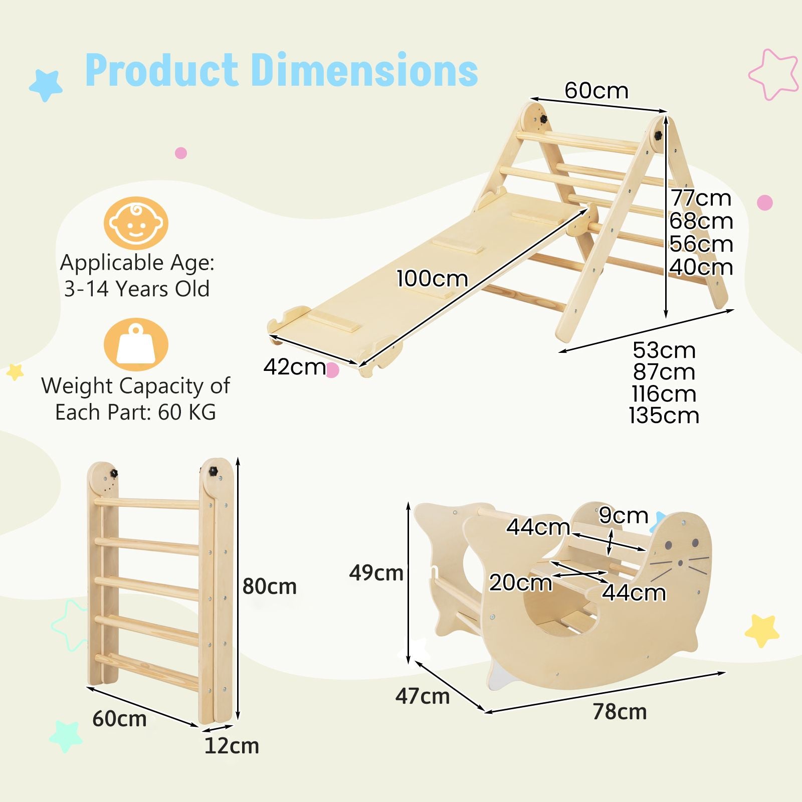 7-In-1 Indoor Wooden Foldable Climbing Toys for Toddlers