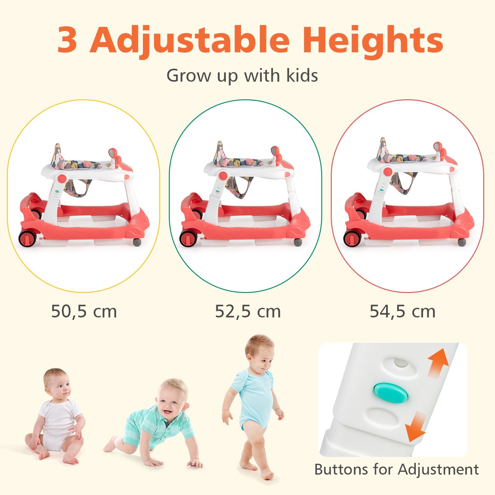 2-In-1 Foldable Baby Walker with Adjustable Height and Speed