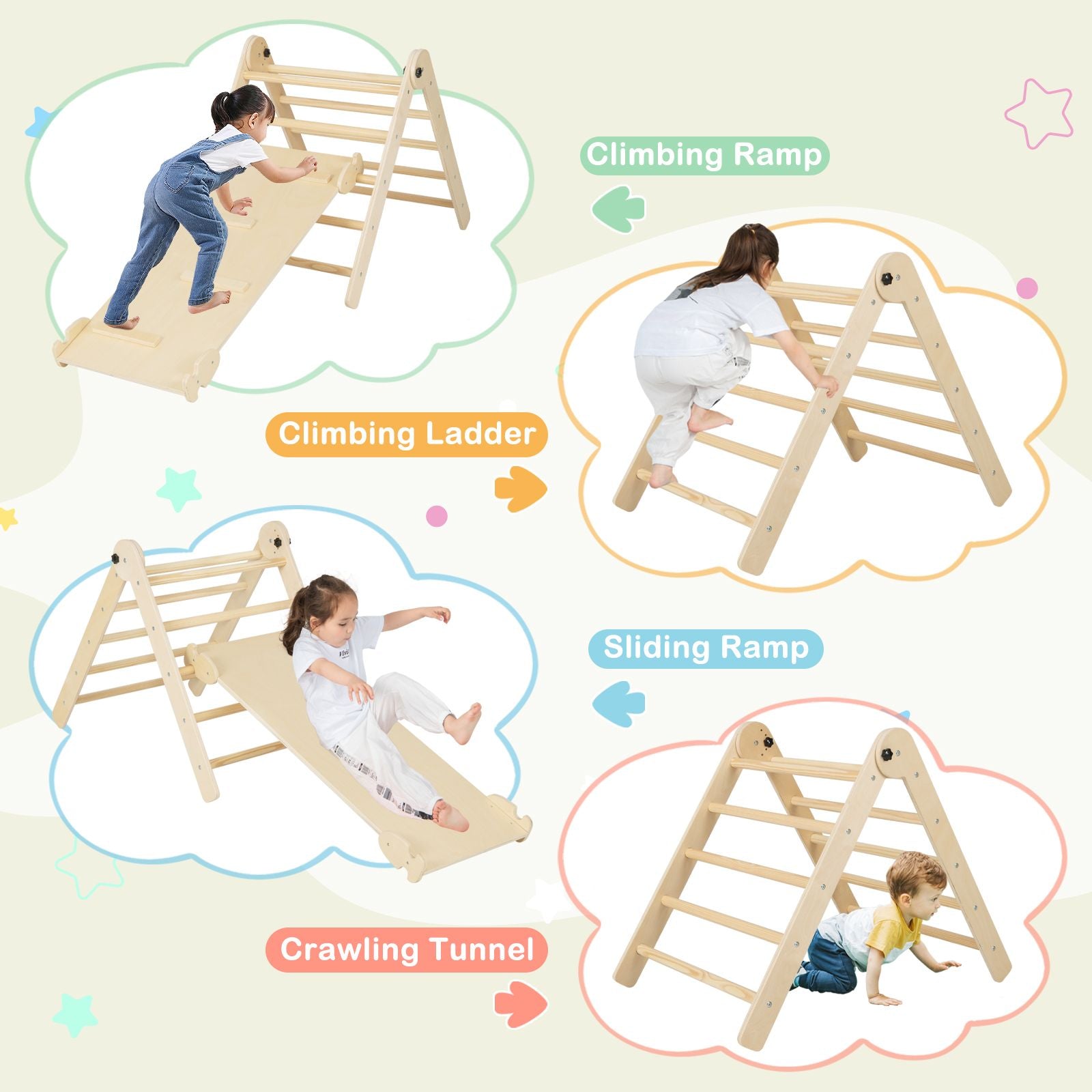 7-In-1 Indoor Wooden Foldable Climbing Toys for Toddlers