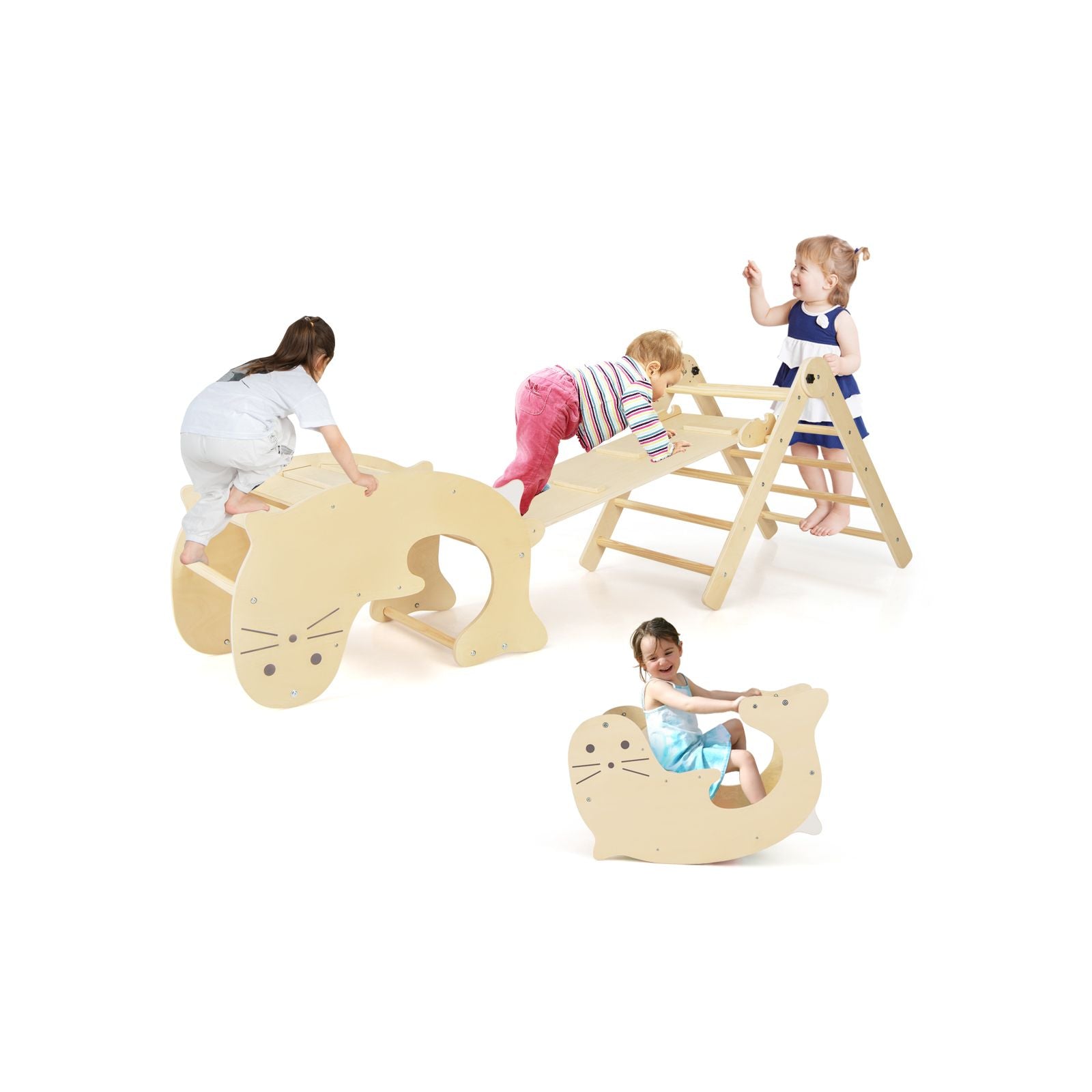 7-In-1 Indoor Wooden Foldable Climbing Toys for Toddlers