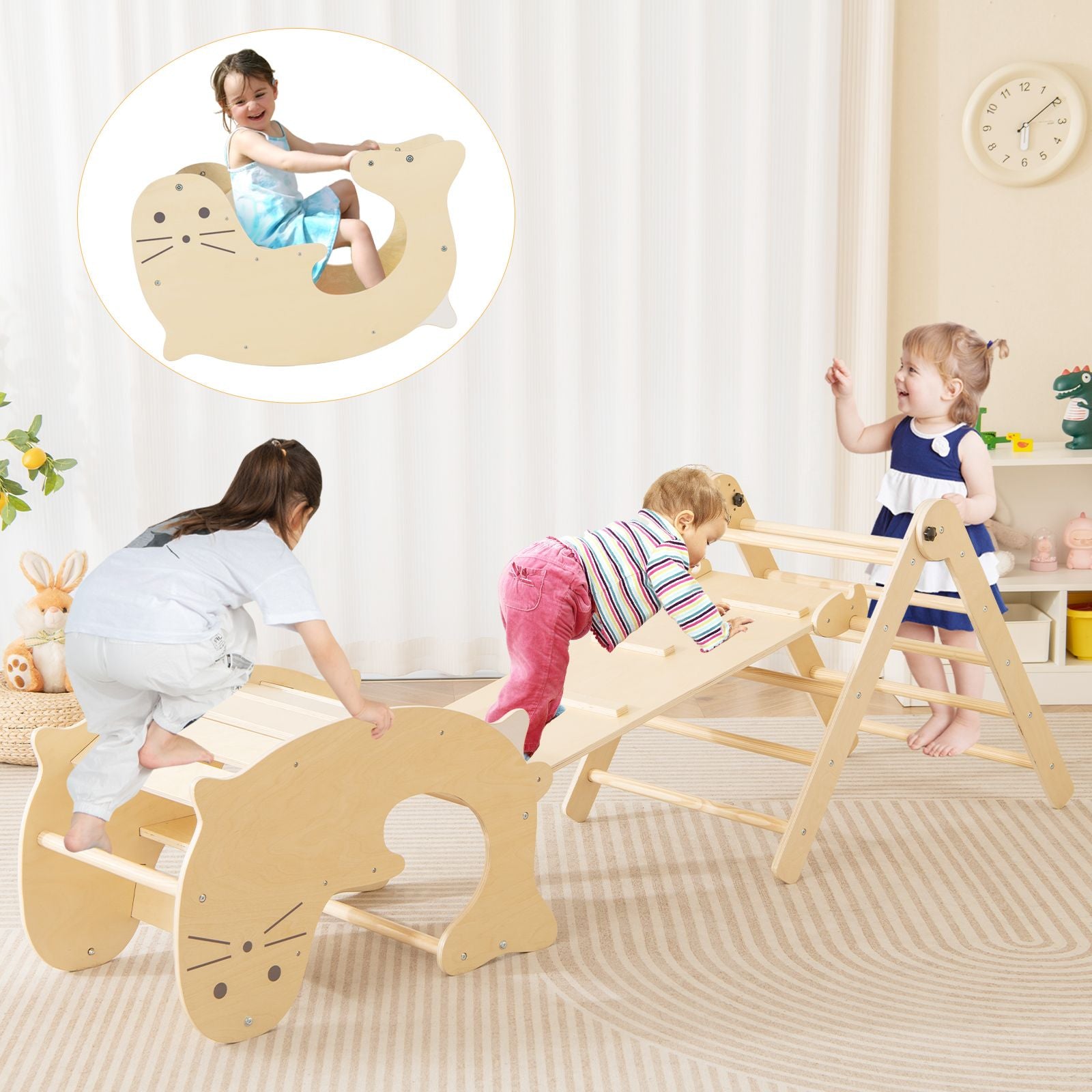 7-In-1 Indoor Wooden Foldable Climbing Toys for Toddlers