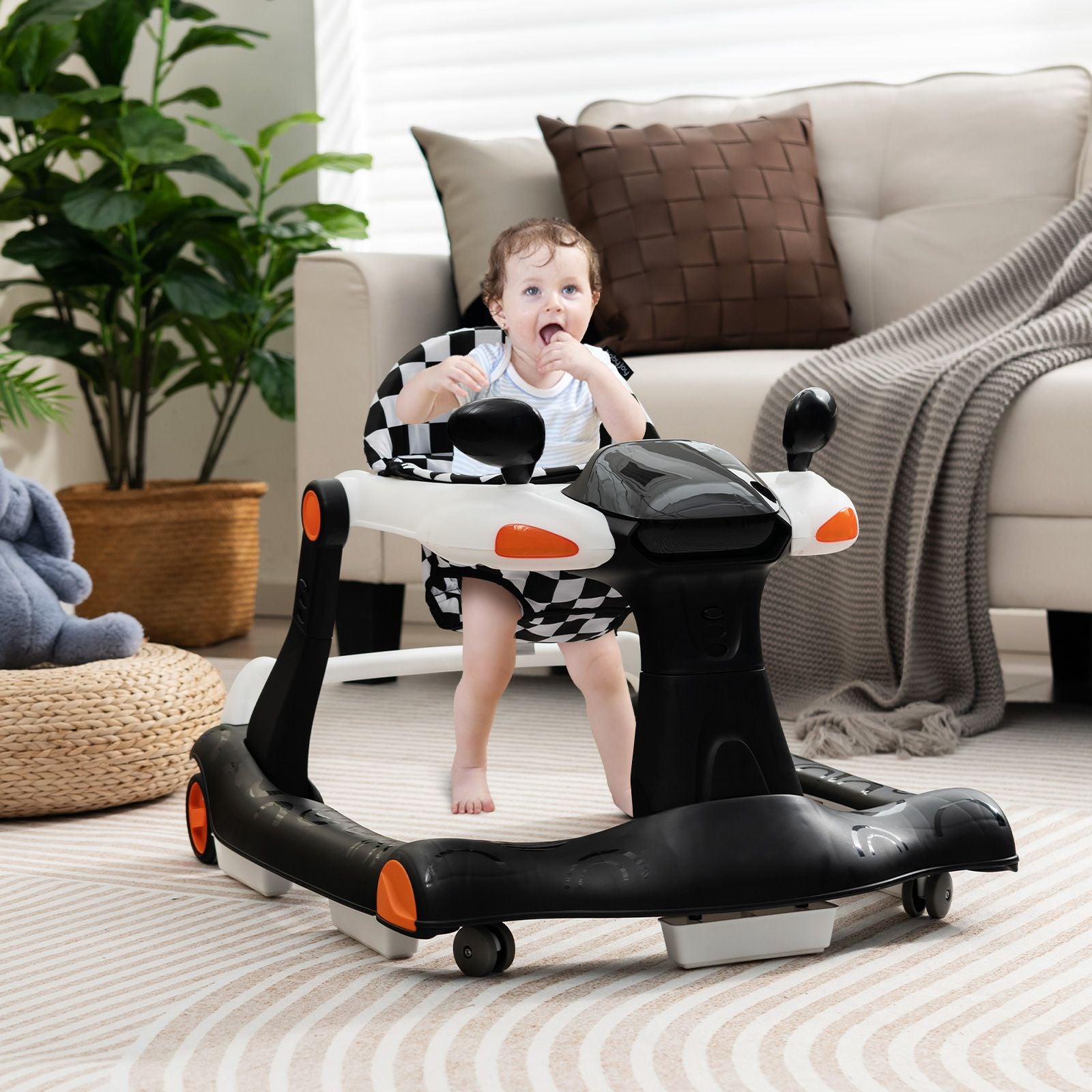 2-In-1 Foldable Baby Walker with Adjustable Height and Speed