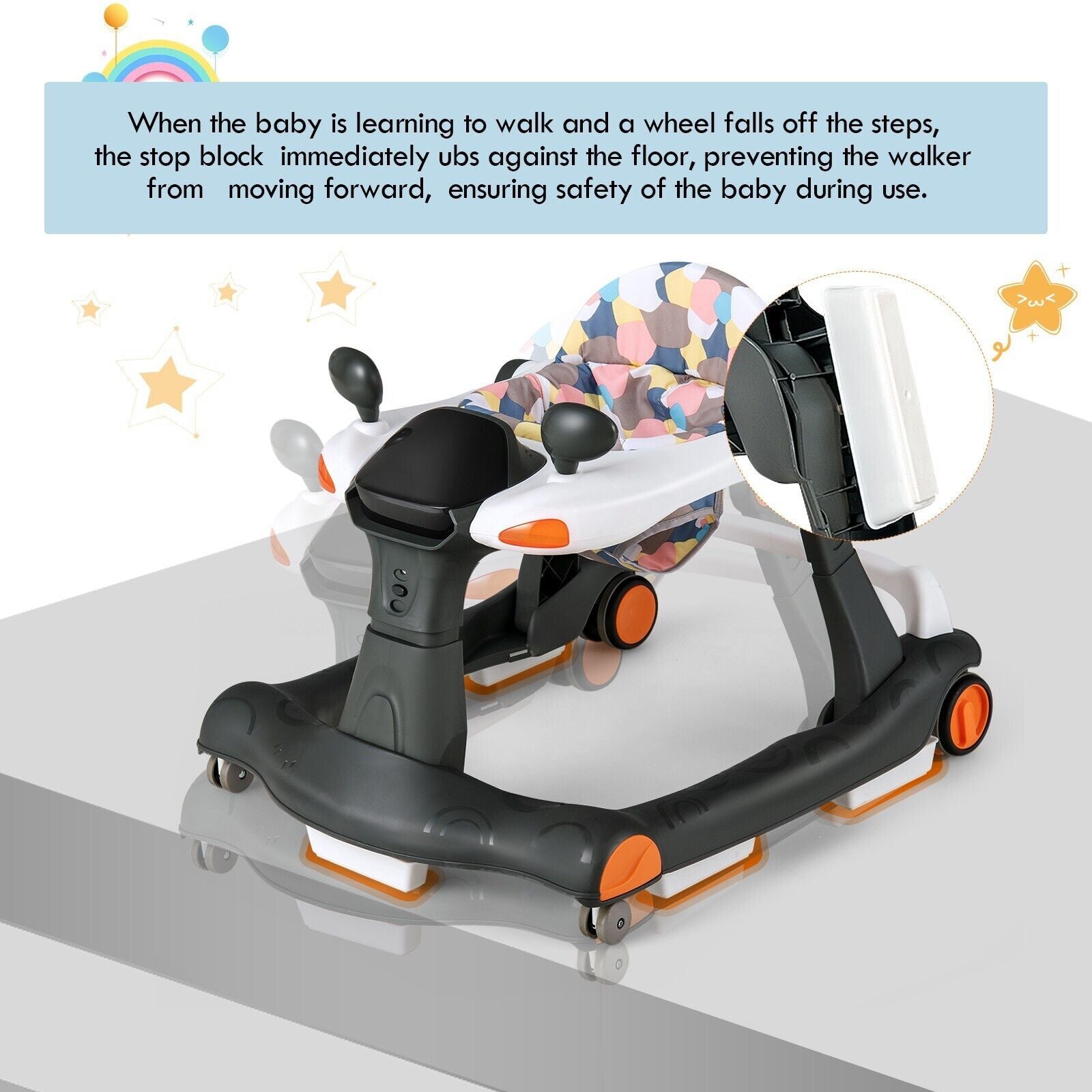 2-In-1 Foldable Baby Walker with Adjustable Height and Speed