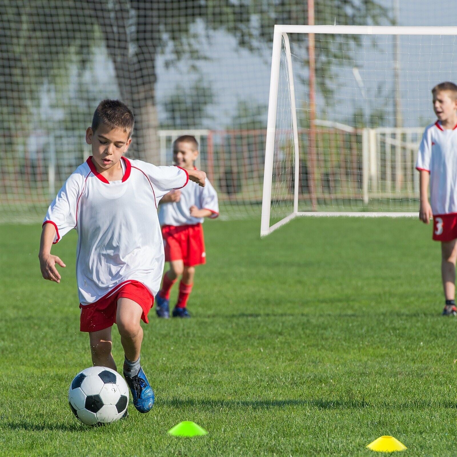 COSTWAY All Weather Soccer Goal Football Training Equipment W/Upvc Pipes