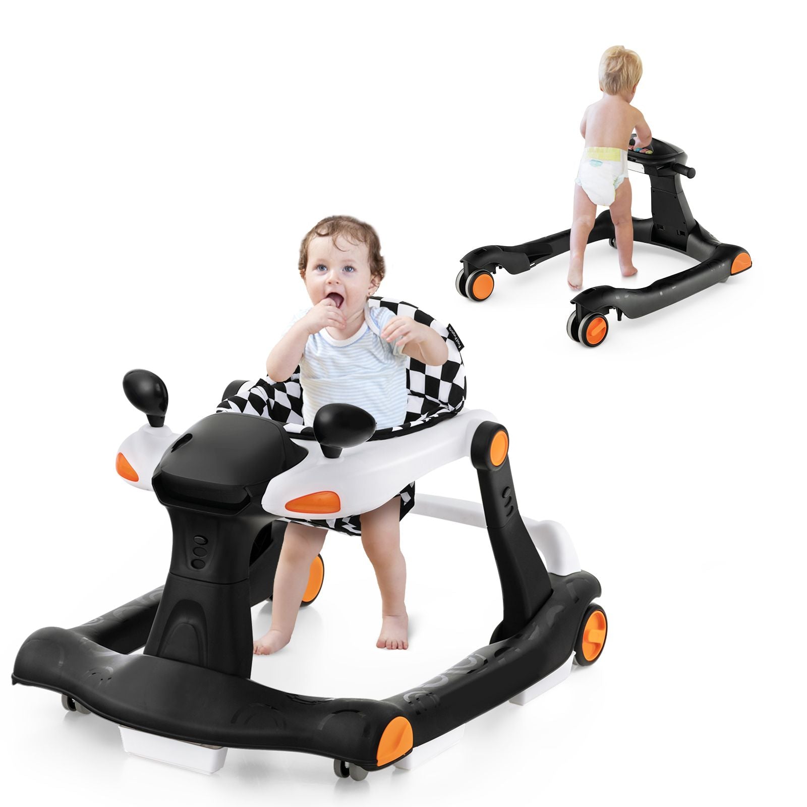 2-In-1 Foldable Baby Walker with Adjustable Height and Speed