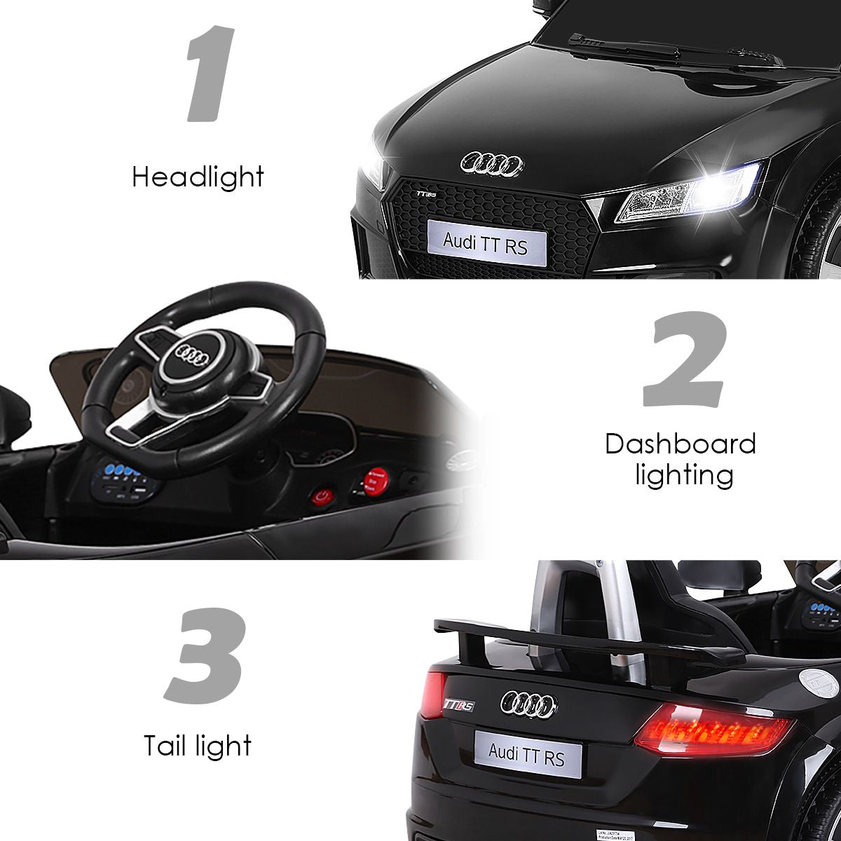 Licensed Audi TTRS 12V Battery-Powered Vehicle with 2 Motors MP3 Music