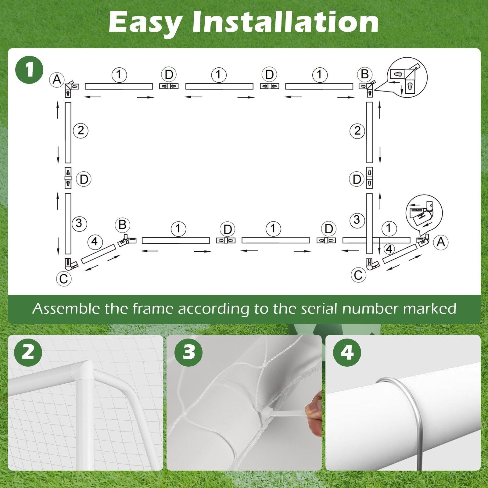 COSTWAY All Weather Soccer Goal Football Training Equipment W/Upvc Pipes