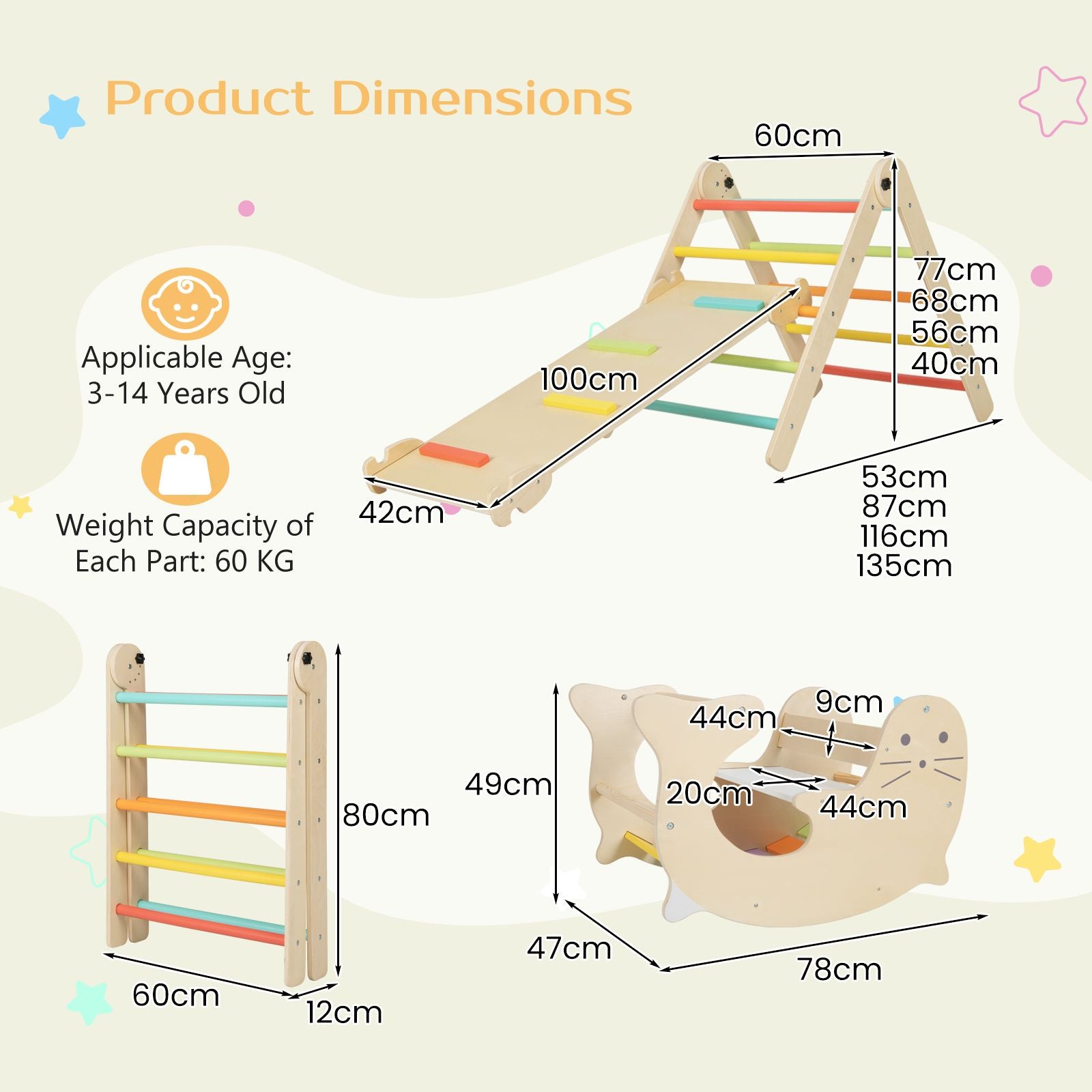 7-In-1 Indoor Wooden Foldable Climbing Toys for Toddlers