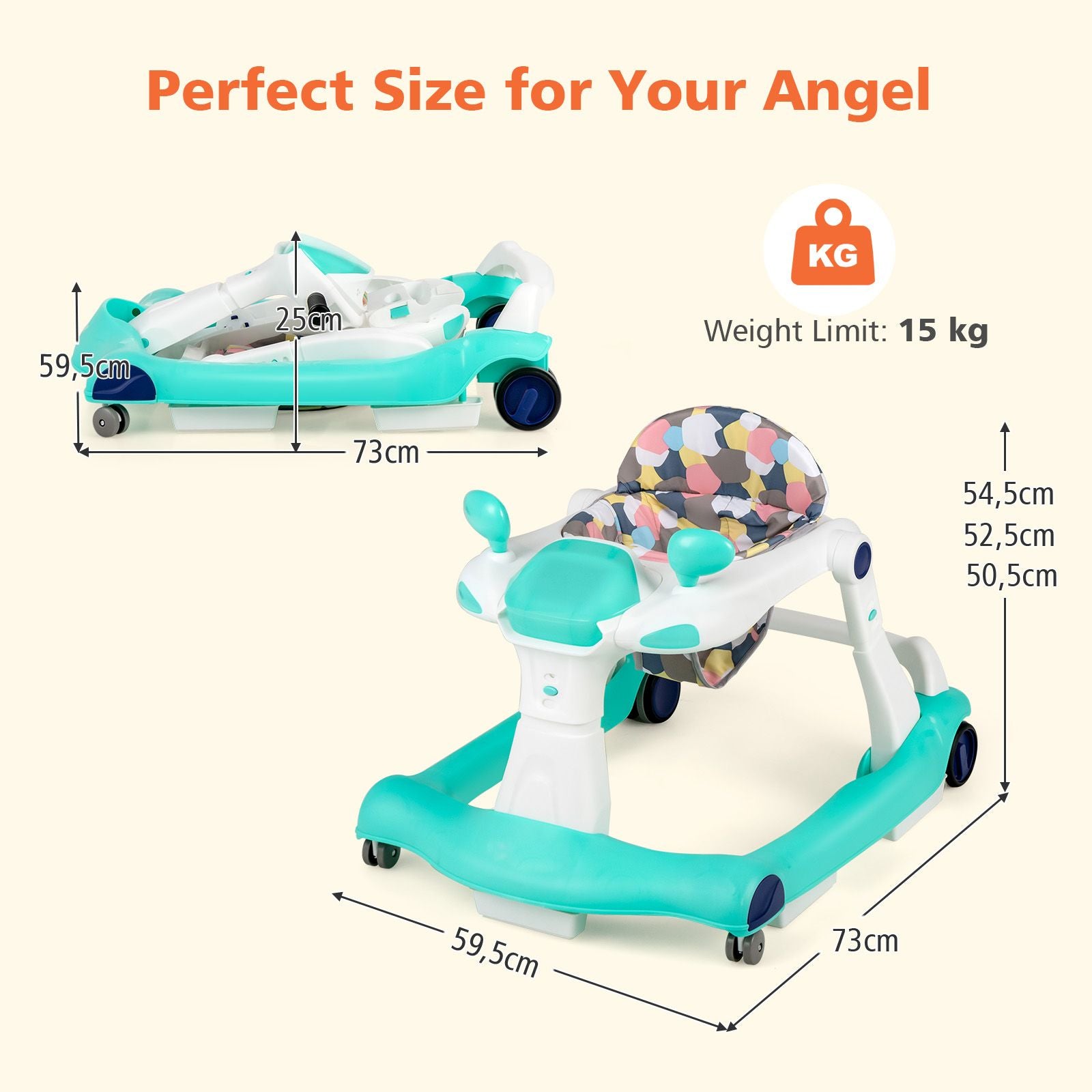 2-In-1 Foldable Baby Walker with Adjustable Height and Speed