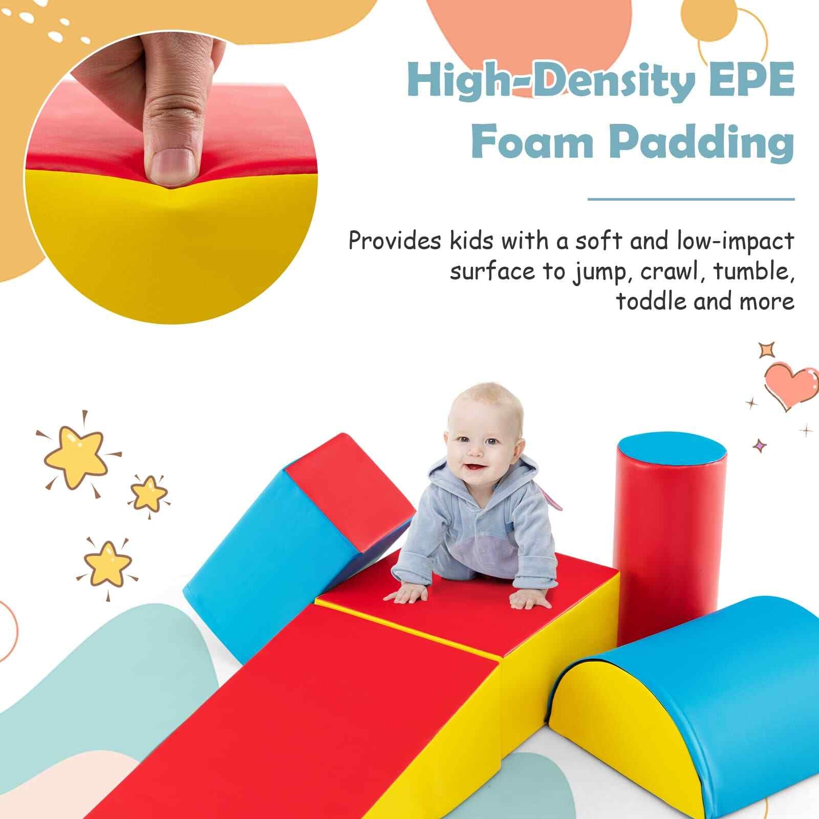 5 Pcs Kids Climb Crawl Foam Play Set Children Educational Software-Color