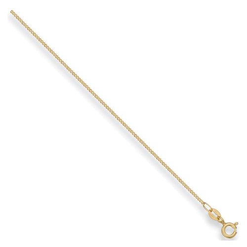 9ct Yellow Gold 1.1mm Classic Curb Chain on white background