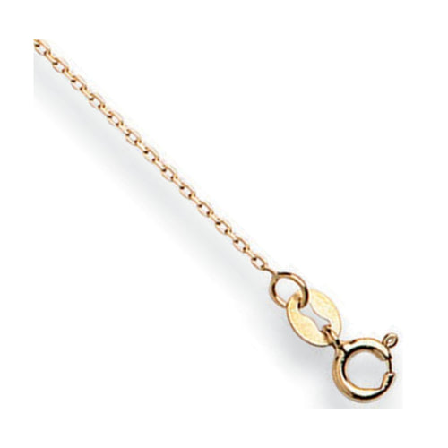 Gold chain necklace with clasp on a white background