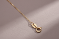 9ct Yellow Gold 0.8mm Diamond Cut Trace Chain on mauve textured background