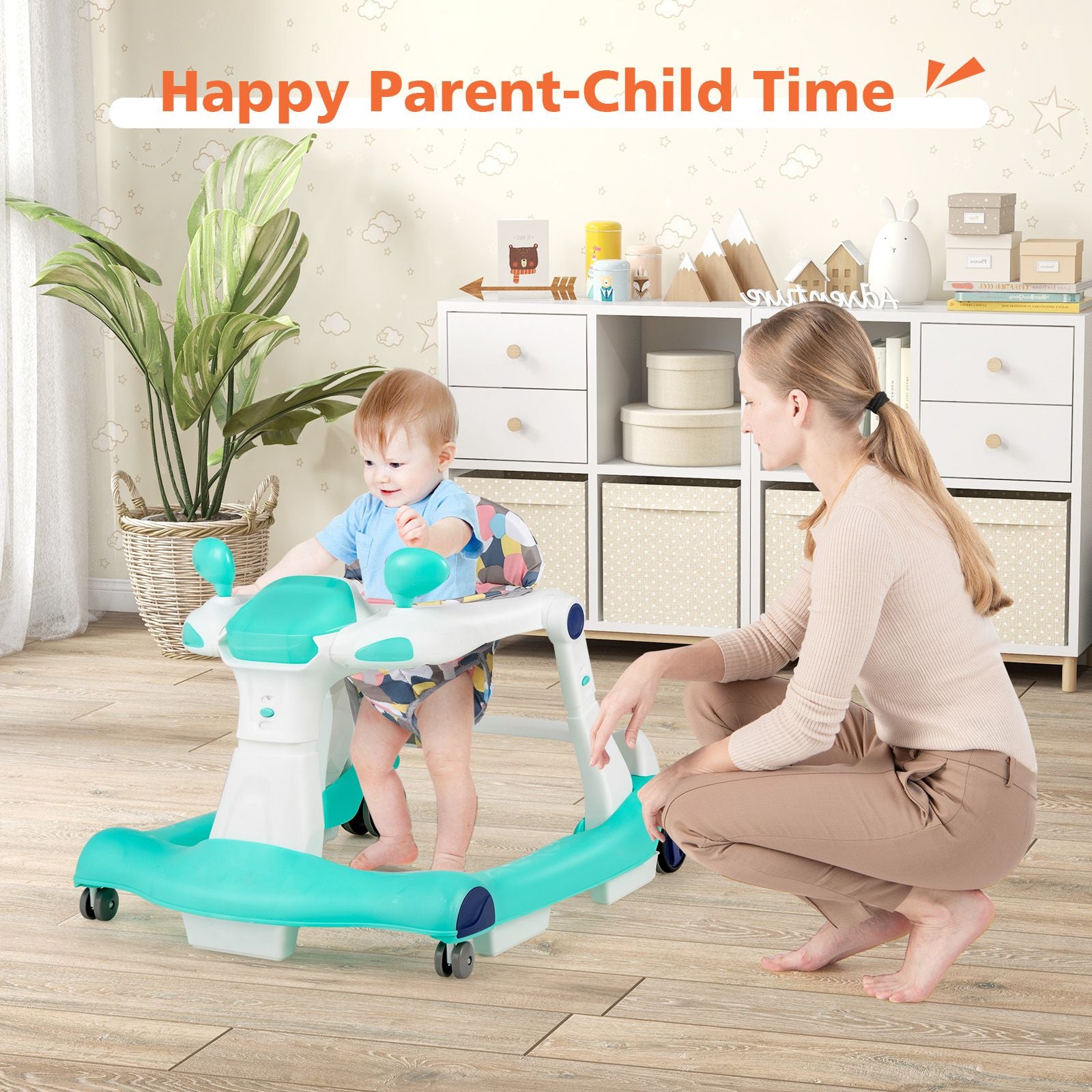 2-In-1 Foldable Baby Walker with Adjustable Height and Speed