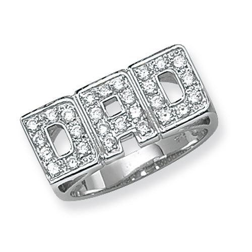 Sterling Silver Men's CZ DAD Ring