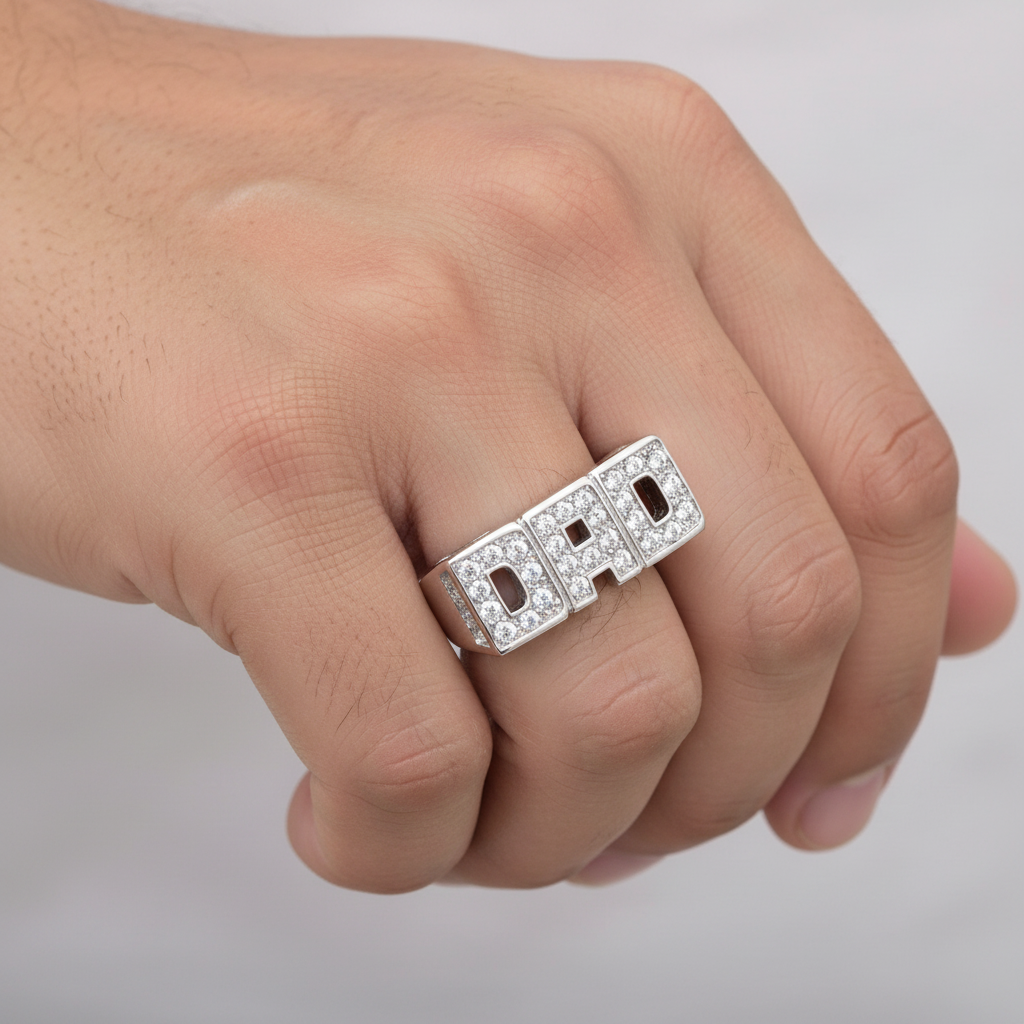 Sterling Silver Men's CZ DAD Ring