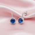 Sterling Silver Blue Cubic Zirconia Stud Earrings