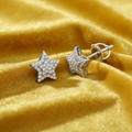 Sterling Silver Cubic Zirconia Star Stud Earrings