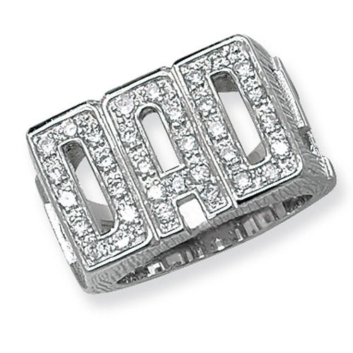 Sterling Silver Men's CZ DAD Ring – Heavyweight Edition