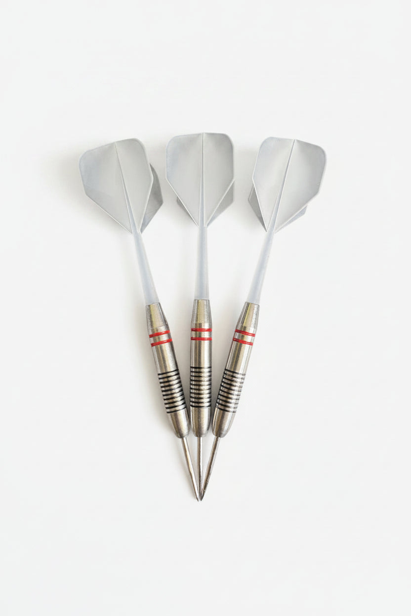 23g Iron Core Ring Grip Steel Tip Darts – Frosted White Integrated Flights