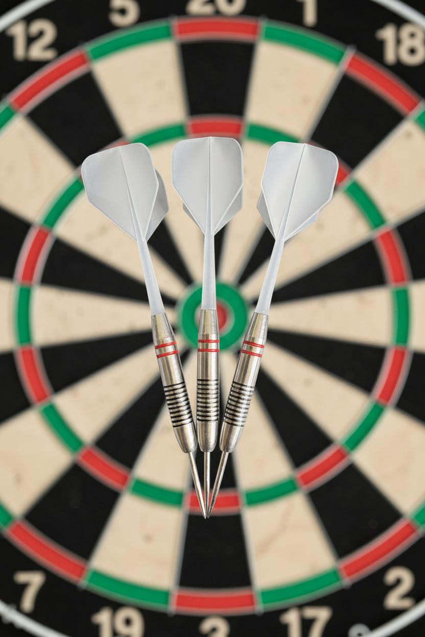 23g Iron Core Ring Grip Steel Tip Darts – Frosted White Integrated Flights