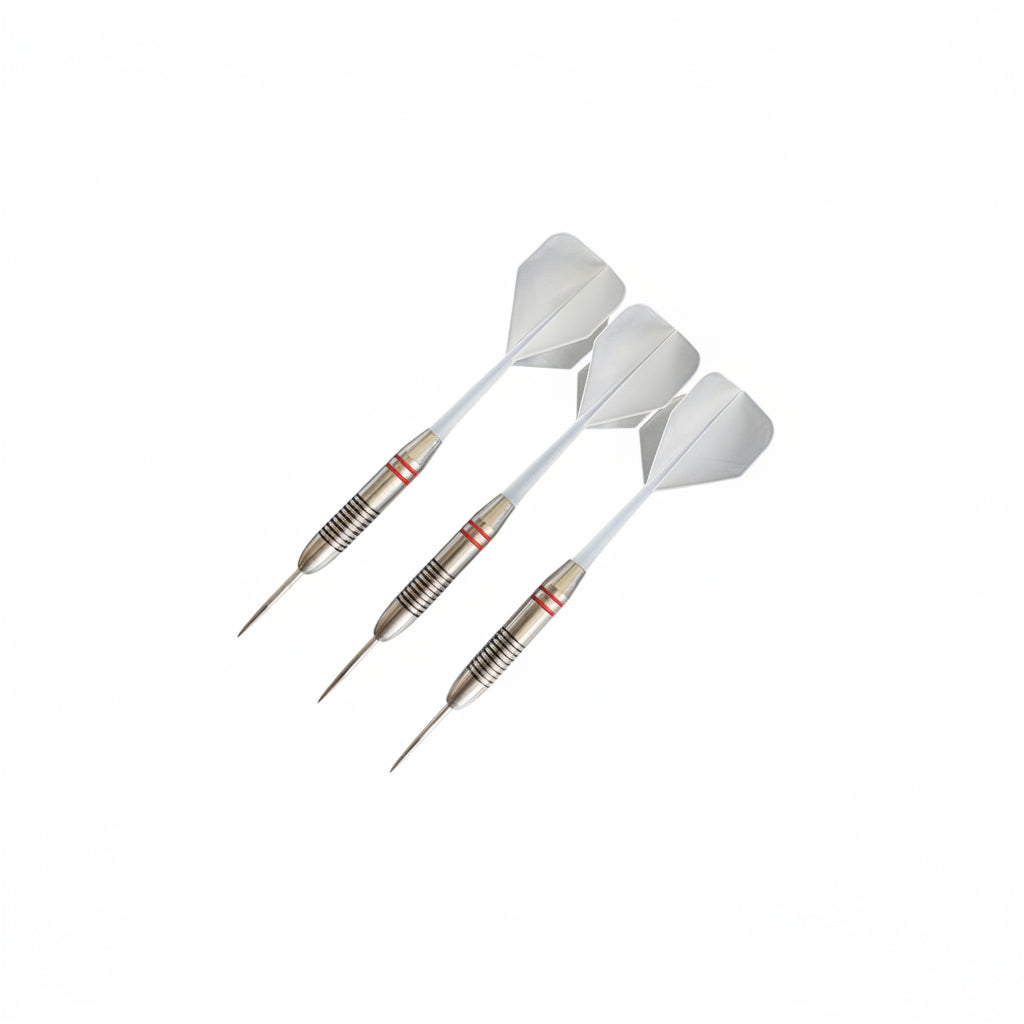 23g Iron Core Ring Grip Steel Tip Darts – Frosted White Integrated Flights