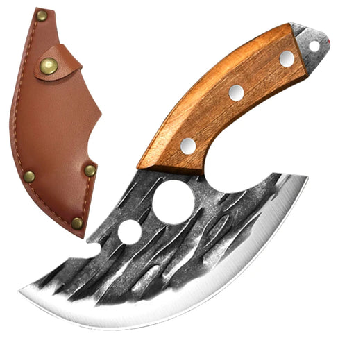 Hand Forged Boning Cleaver Knife with Wooden Handle