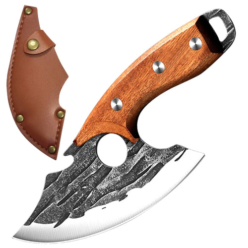 Hand Forged Boning Cleaver Knife with Wooden Handle